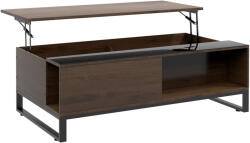HomCom Dohányzóasztal emelőmechanizmussal, rejtett tárolórekesszel, acéll, 102 x 58 x 35, 5 cm, dió-fekete (839-687V00WN)