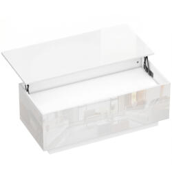 HomCom Dohányzóasztal, modern nappali asztal rejtett tárolóval és 2 fiókos, 102 x 48 x 54, 5 cm, fehér (83B-693V90WT)