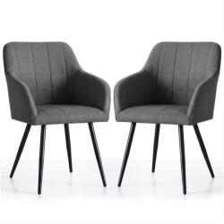 AKORD 2 db kárpitozott szék AKORD Furniture Factory Luxano, négyzetes varrással, fekete lábakkal, Lumos szövet, sötétszürke