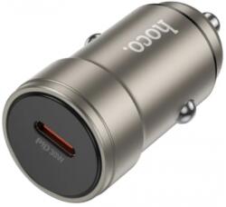 hoco. Z57 szivargyujtós autós töltő, szürke (30W, 3A 1 x USB-C)