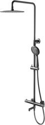 Cersanit Zen set cadă și duș perete cu termostat cu duș de ploaie negru S951-787 (S951787)