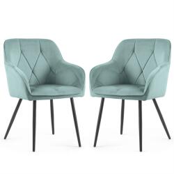 Brius Set 2 scaune dining tapitate din catifea Diamante, 55x58x83 cm, maxim 120 kg, turcoaz (AK-04380926)