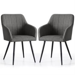 Brius Set 2 scaune dining tapitate cu velur Luxano, cusaturi patrate, 54x58x82 cm, gri inchis (AK-38161436)