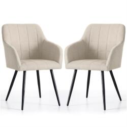 Brius Set 2 scaune dining tapitate cu velur Luxano, cusaturi patrate, 54x58x82 cm, bej (AK-04381251)