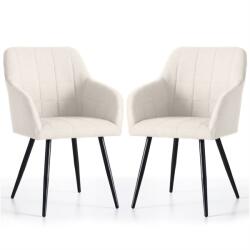 Brius Set 2 scaune dining tapitate cu velur Luxano, cusaturi patrate, 54x58x82 cm, crem (AK-04381244)