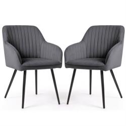 Brius Set 2 scaune dining tapitate din velur Florence, 55x58x82 cm, maxim 120 kg, gri grafit (AK-04381176)
