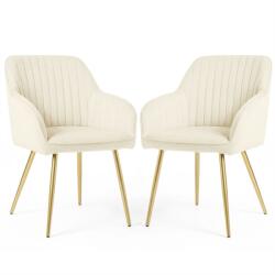Brius Set 2 scaune dining tapitate din velur Florence, 55x58x82 cm, maxim 120 kg, crem (AK-04381183)