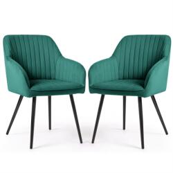 Brius Set 2 scaune dining tapitate din velur Florence, 55x58x82 cm, maxim 120 kg, verde (AK-04381152)