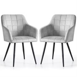 Brius Set 2 scaune dining tapitate cu velur Luxano, cusaturi patrate, 54x58x82 cm, gri (AK-52855786)