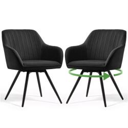 Brius Set 2 scaune dining rotative tapitate din catifea Turno, 55x58x83 cm, maxim 120 kg, negru (AK-04380964)