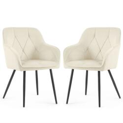 Brius Set 2 scaune dining tapitate din catifea Diamante, 55x58x83 cm, maxim 120 kg, crem (AK-04380889)