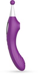 Crushious Stimulator Triplu Trinity, 10 Moduri Vibratii, 3 Moduri Suctiune, Silicon, USB, Mov, 18.3 cm Vibrator
