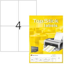 TopStick 8717 Univerzális Öntapadós Etiketta 105x148 mm, 4 db/lap, 100 ív, 400 db, A4, Fehér, Matt, Lézer és Tintasugaras Nyomtatóhoz (8717)