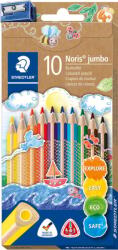 STAEDTLER Noris Jumbo 128 Színes Ceruza Készlet - 10 Szín, Hegyezővel