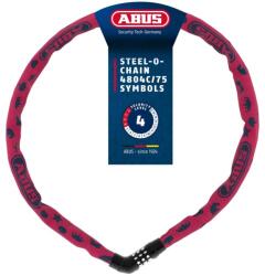 ABUS Steel-O-Chain 4804C Symbols láncos kerékpárzár - Számkombinációs gyerekbicikli lakat - 75 cm - Rózsaszín - Biztonsági szint 3 (4804C)