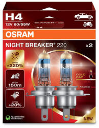 OSRAM Night Breaker 220 H4 55W +220% halogén izzó DUO BOX 64193NB220-2HB KIBONTOTT/BESZERELT