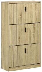 HomCom Cipőszekrény 3 Lehajtható Fiókkal 18 Pár Részére, 63x24x117 cm, Tölgyfa Hatású