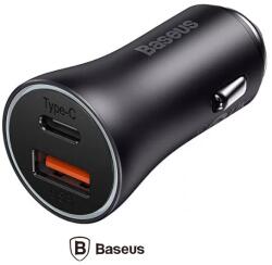 Baseus INCARCATOR auto Baseus Golden Contactor Max, Quick Charge 60W, 1 x USB 5V/3A, 1 x USB Type-C, gri "CGJM000113" (timbru verde 0.8 lei) - 6932172608002 (L1-CGJM000113)