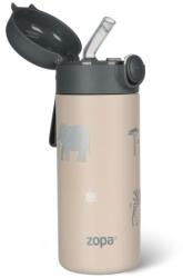 ZOPA Termos pentru lichide cu pai și suport din silicon, 350 ml, Safari (BD8595114450428)
