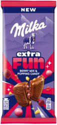 Milka Extra Fun tejcsokoládé bogyós gyüm darabokkal, robbanócukorral - 150g