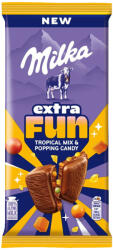 Milka Extra Fun tejcsokoládé trópusi gyüm darabokkal, robbanócuk - 150g