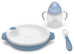 Nuvita Set termotanierik cu linguriță din silicon și căniță, Powder Blue (BD5350555030188) Set pentru masa bebelusi