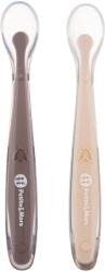 Petite&Mars Lingurițe din silicon cu carcasă, set 2 buc, Take&Match Sand - Cocoa 6m+ (AGS728127) Set pentru masa bebelusi