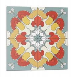 Wallfluent Vinil Csempe Grafikával Fürdőszobába Virágos mandala minta 9 db 30x30 cm (010310410010000283147)