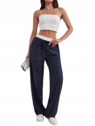 Shein Sötétkék Elegáns Csíkos Nadrág Megkötővel M 1LJ