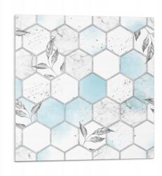 Wallfluent Vinil Csempe Grafikával Fürdőszobába Hexagonális Minta levelekkel 9x30x30 (010310410010000276736)