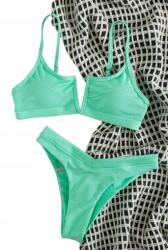 Shein Zöld kétrészes bikini fürdőruha, nyári viselet, L méret