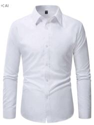 Shein Fehér Elegáns Férfi Slim Hosszú Ujjú Ing XL 1