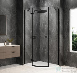 SAPHO GLOBE BLACK íves zuhanykabin 900x800 mm, balos, transzparent üveg (GB2980LB) (GB2980LB)