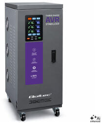 Qoltec Háromfázisú AVR MULTIPROTECTION feszültségstabilizátor | 20 kVA | Pontosság ± 3% | 3-fázisú szervomotor | LCD | Expert Line (51908)
