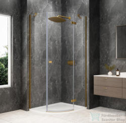 SAPHO GLOBE GOLD MATT íves zuhanykabin 1000x1000 mm, jobbos, transzparent üveg (GB2610RG) (GB2610RG)