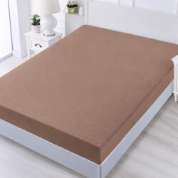 TifanTEX Cearșaf din bumbac pentru pat 180x200+25 cm maro deschis (6129H7)