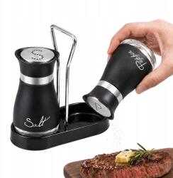  Só- és borsszóró üveg szett állvánnyal Fekete konyhai eszköz (salt-pepper-set-black)