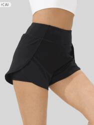 Shein Fekete Sport Rövidnadrág Zsebbel És Magas Derékkal XL 1