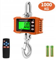 Daruhorog Mérleg, Digitális LCD Háttérvilágítással, Távirányítóval És Horoggal, 1000KG, Narancs (DCYK-1000KG)