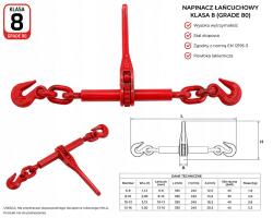  Láncfeszítő racsnis rögzítéshez 8mm 40KN (NapŁ08)