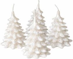 Valex Decor Nagy fenyőfa, metál adventi gyertya készlet 10 x 8cm - Gyöngyház fehér (NFM-01)