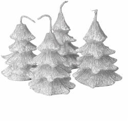 Valex Decor Kicsi fenyőfa, metál adventi gyertya készlet 7 x 5cm - Ezüst (KFM-98)