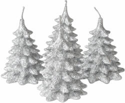 Valex Decor Nagy fenyőfa, metál adventi gyertya készlet 10 x 8cm - Ezüst (NFM-98)