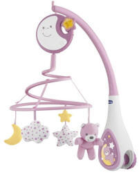 Chicco Next 2 Dreams 3in1 zenélő kiságyforgó és éjszakai fény - rózsaszín