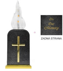Decoration & Design Gyertya láng és sírkő LED-es műanyag 12x6x3 cm fekete (38872)