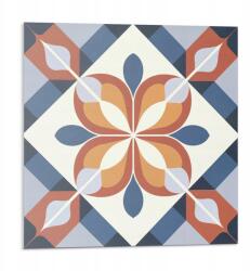 Wallfluent Vinil öntapadós csempe a konyhába Geometrikus virágmintás 9x30x30 (010310410010000282935)