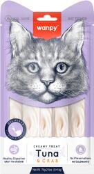 Wanpy Recompense cremoase pentru pisici Wanpy, cu Ton si crab, 5 x 14g (WP87112)