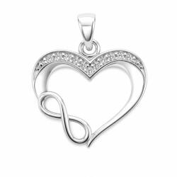 Flippy Pandantiv pentru Lanț din Argint 925, Jolie Silver, Model Inimă cu Infinit, cu Pietre Decorative Incolore, Design Decupat, Finisaj Lucios, 1.4 g, Argintiu (06036)
