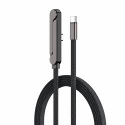 Flippy Cablu de Incarcare si Date USB-C la USB-C, Flippy, 30W, Impletit, Pliabil, cu Suport, pentru Gaming, Aliaj de Zinc, Incarcare Rapida, Compatibil Telefoane si Tablete, 1.5 m, Negru (177377)