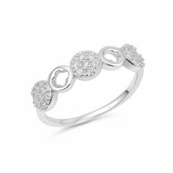 Flippy Inel din Argint 925, Jolie Silver, Model Cercuri Alternante, cu Zirconii Albe, Finisaj Lucios, Mărimea 52, Argintiu (06491)